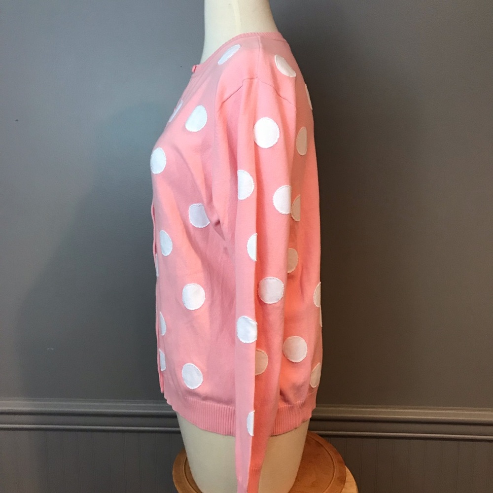NWT QVC Liz Claiborne Pink Polka Cardigan Size M - Picture 6 of 8